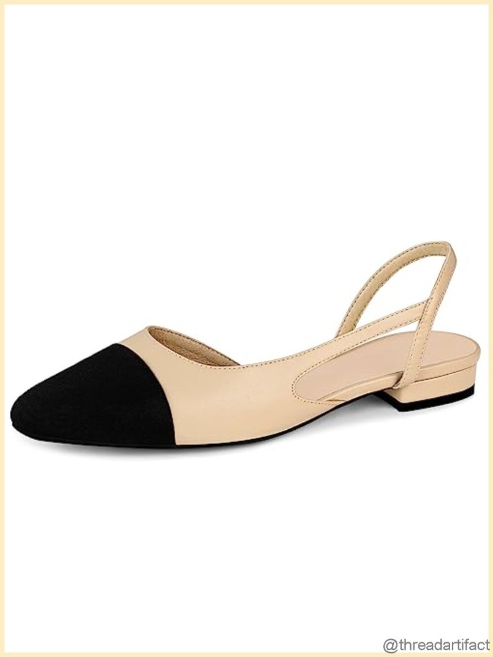 Slingback Flats Round Toe Low Heel Splicing Dress Shoes